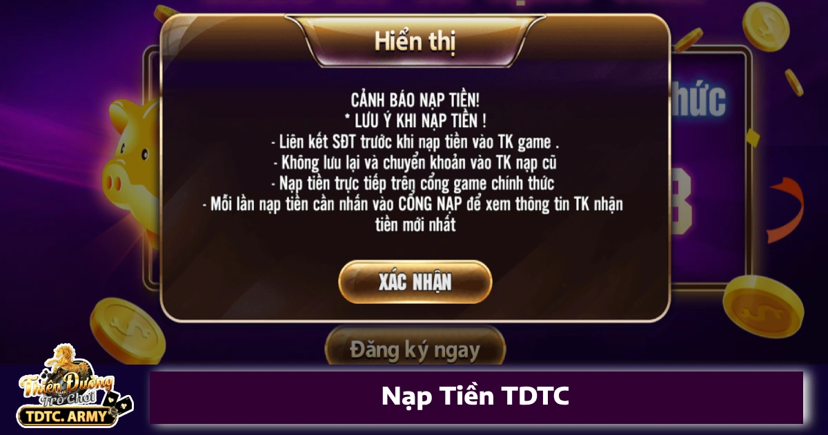 Các Hình Thức Nạp Tiền TDTC Được Hỗ Trợ